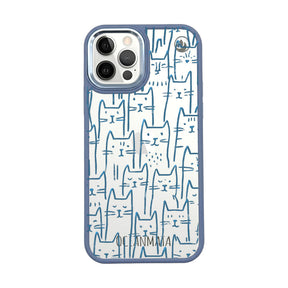 iPhone 12 pro / iPhone 12 Hülle - Katzen blau - "miau" - nachhaltig