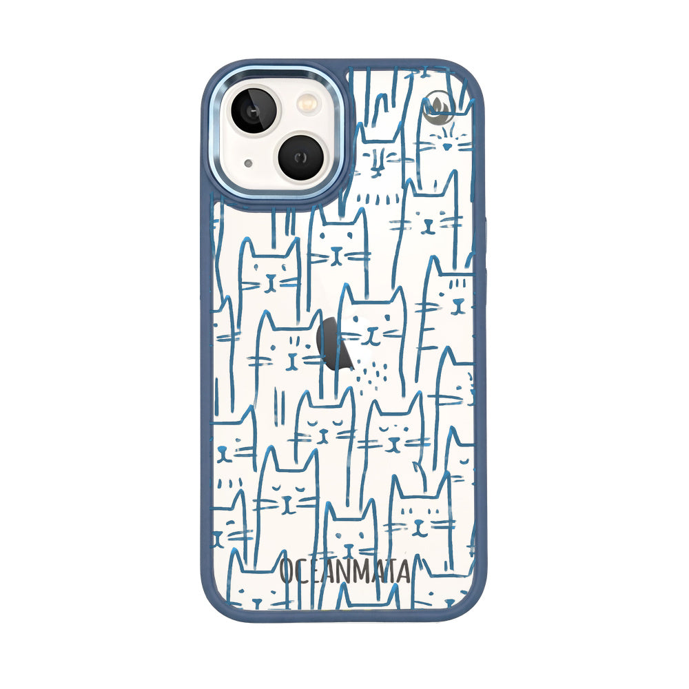 iPhone 13 Hülle - Katzen blau - "miau" - nachhaltig