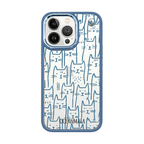 iPhone 13 pro Hülle - Katzen blau - "miau" - nachhaltig