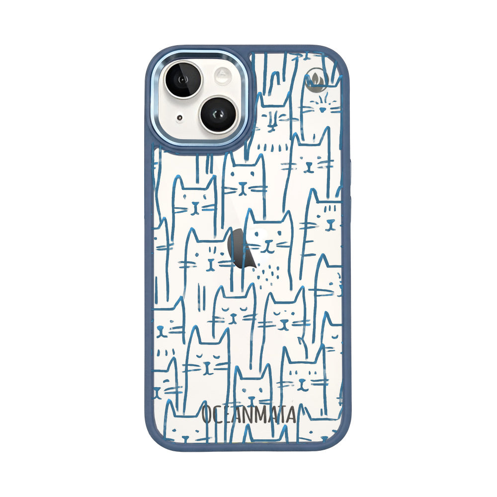 iPhone 14 Hülle - Katzen blau - "miau" - nachhaltig