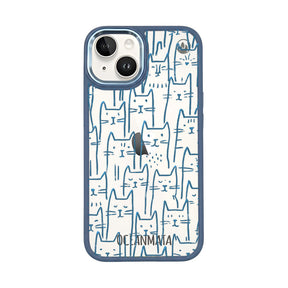 iPhone 14 Hülle - Katzen blau - "miau" - nachhaltig