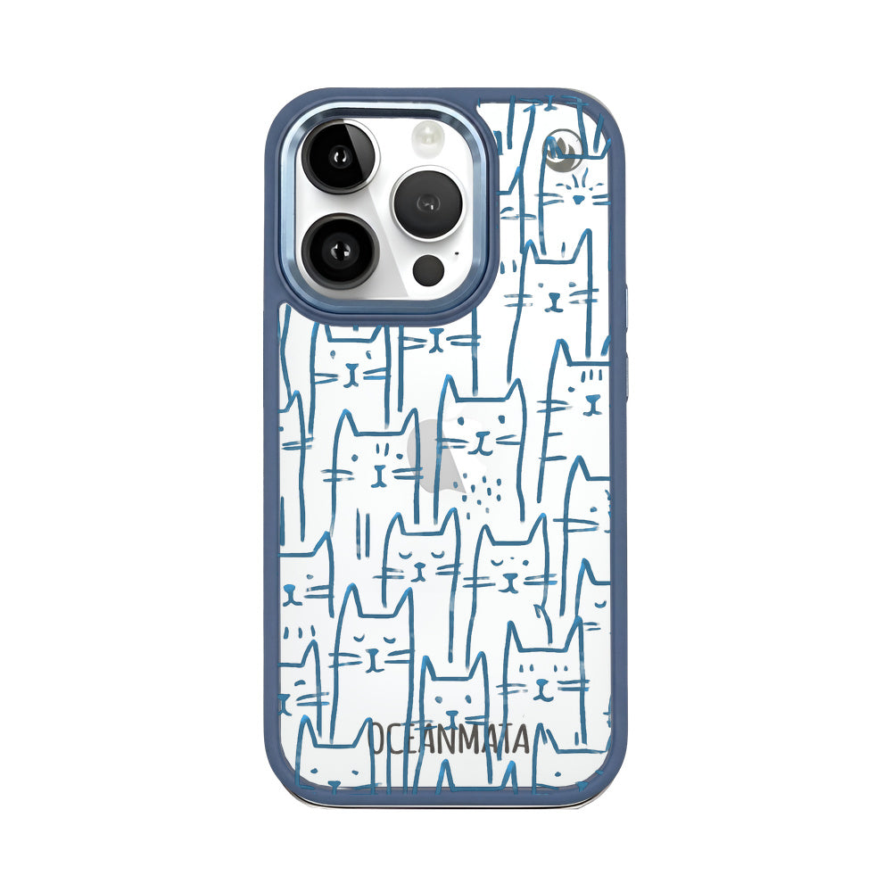 iPhone 14 pro Hülle - Katzen blau - "miau" - nachhaltig