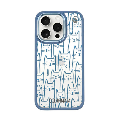 iPhone 15 pro Hülle - Katzen blau - "miau" - nachhaltig