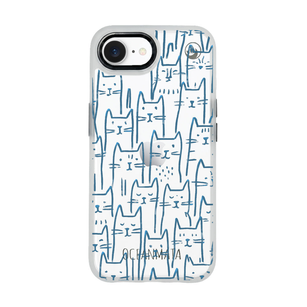 iPhone 16e/17e Hülle - Katzen blau - "miau" - nachhaltig
