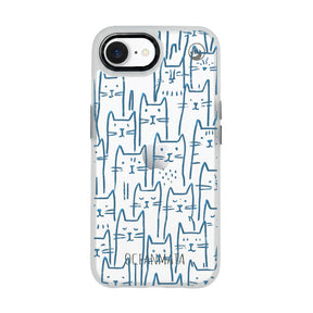 iPhone 16e/17e Hülle - Katzen blau - "miau" - nachhaltig