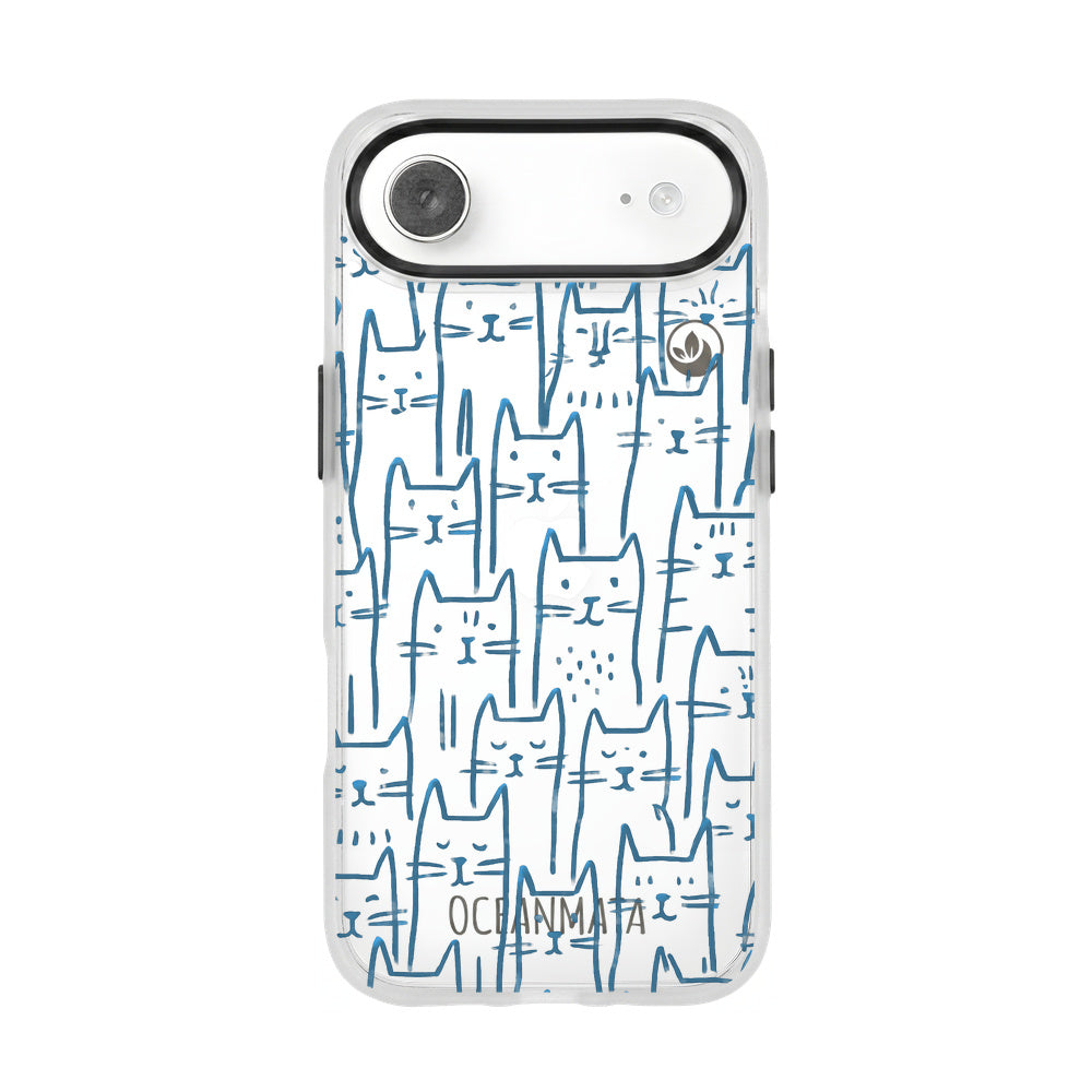 iPhone 17 Air Hülle - Katzen blau - "miau" - nachhaltig