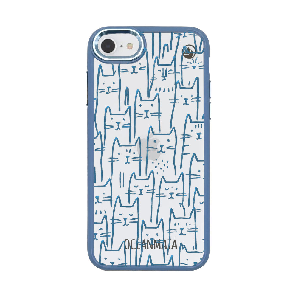 iPhone SE/7/8 Hülle - Katzen blau - "miau" - nachhaltig