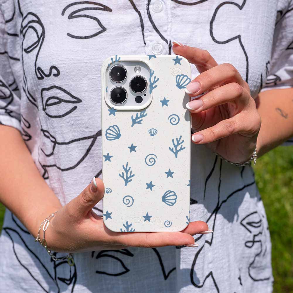 iPhone 13 mini Hülle - Korallen weiß - "BlueCoralLife" - nachhaltig