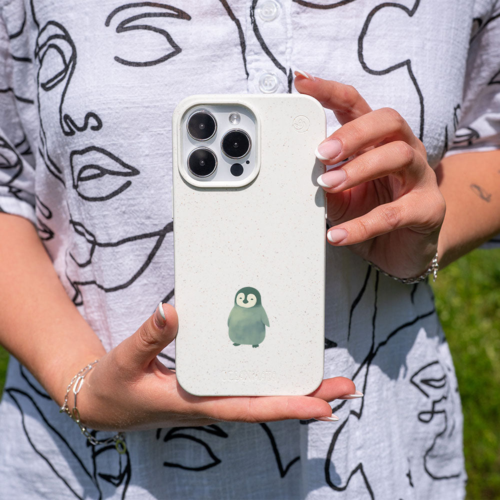 iPhone 13 Hülle - Pinguin weiß - "HappyPinguin" - nachhaltig