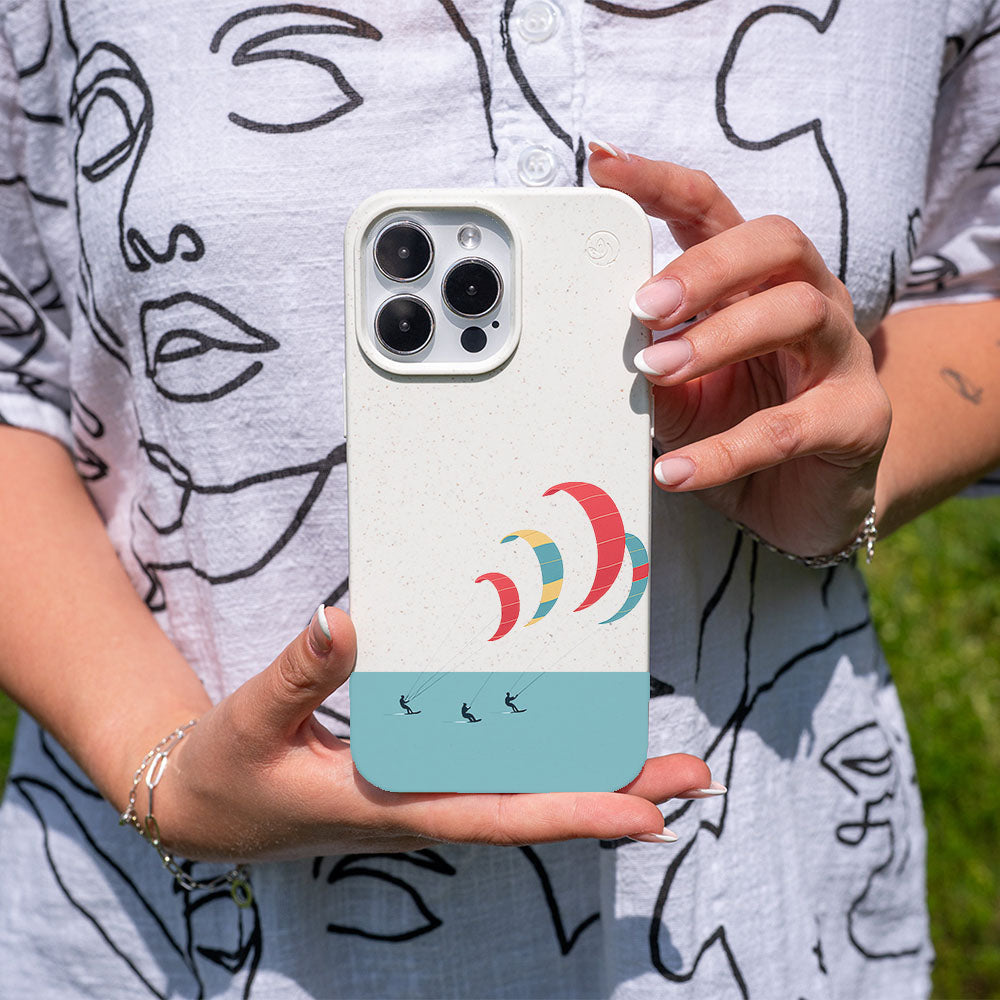 iPhone SE/7/8 Hülle - Kite weiß - "Kitesurf" - nachhaltig