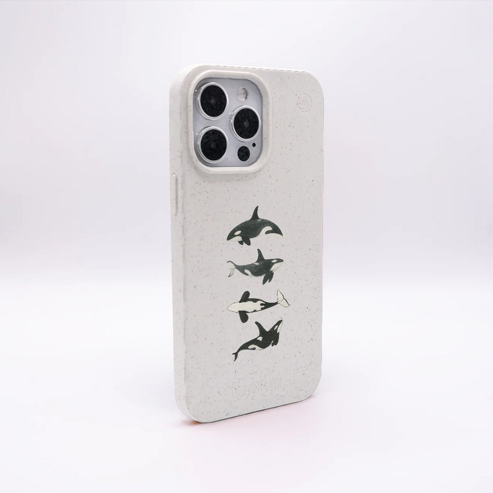 iPhone 18 Pro / 17 Pro Hülle - Orca weiß - "OrcaFamily" - nachhaltig
