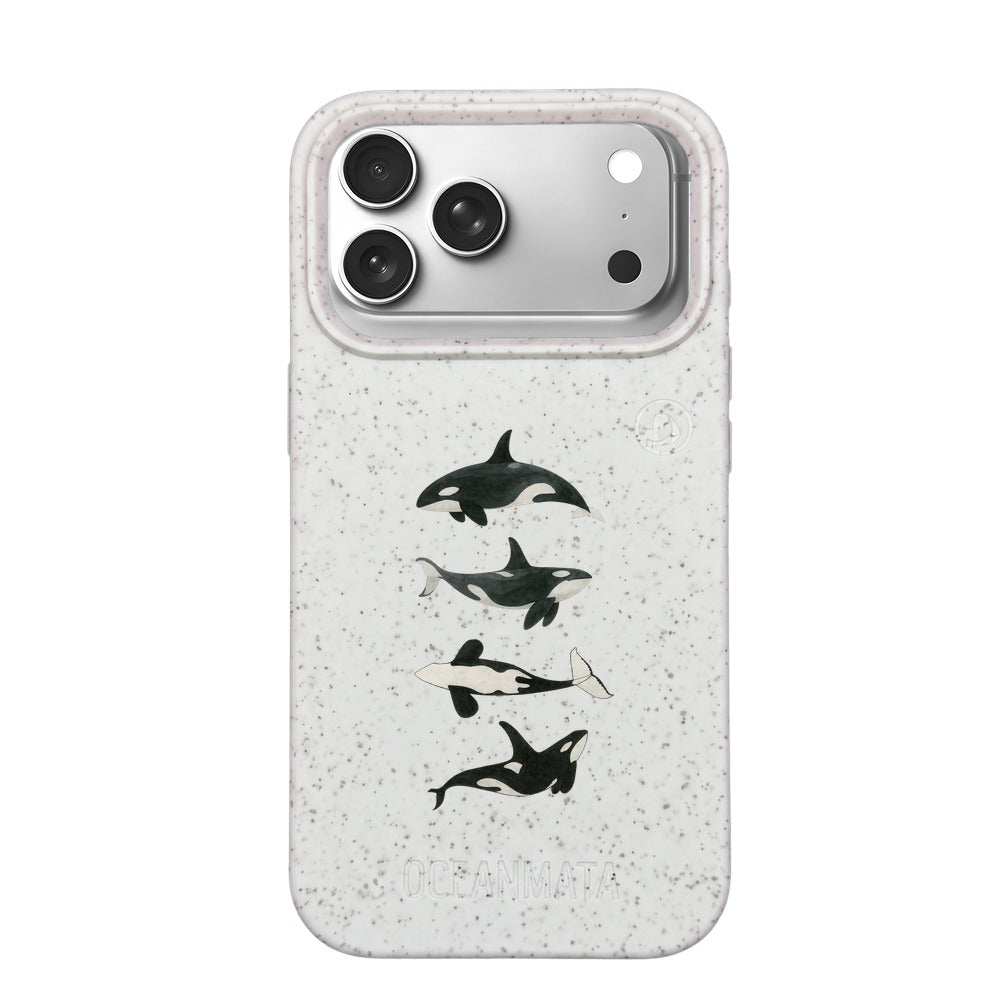 iPhone 18 Pro Max / 17 Pro Max Hülle - Orca weiß - "OrcaFamily" - nachhaltig