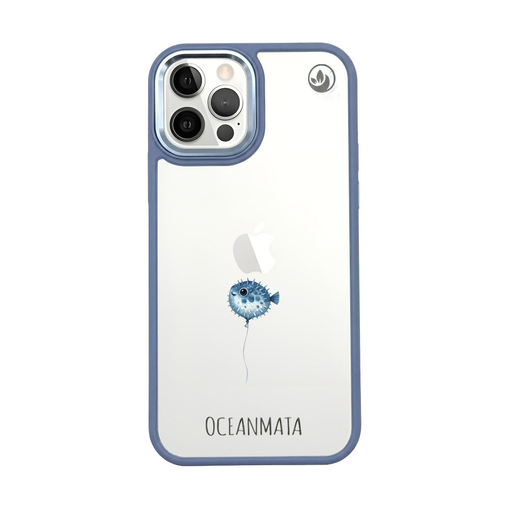 iPhone 12 pro / iPhone 12 Hülle - kugelfisch blau - "Pufferfish" - nachhaltig