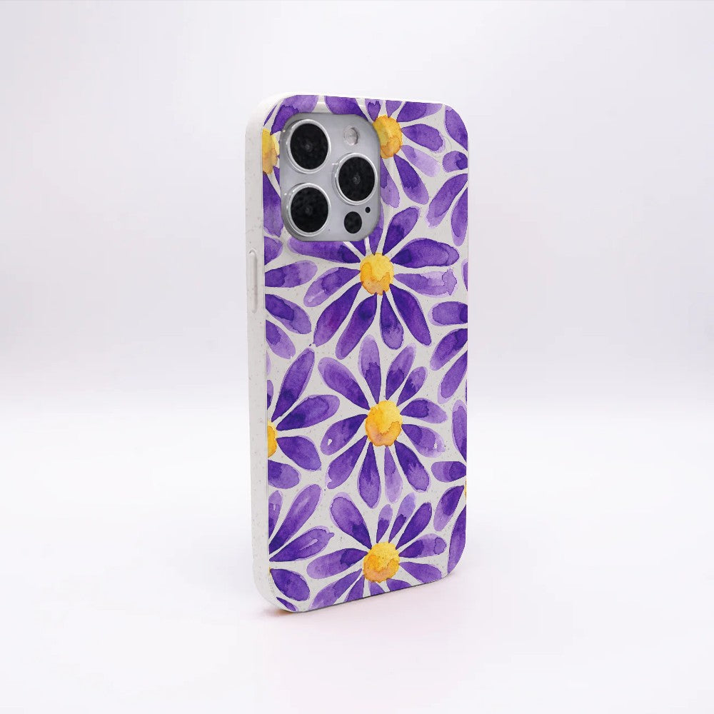 Biologisch abbaubare Handyhülle iPhone 13 Purplebloom — kompostierbar — Rückseite