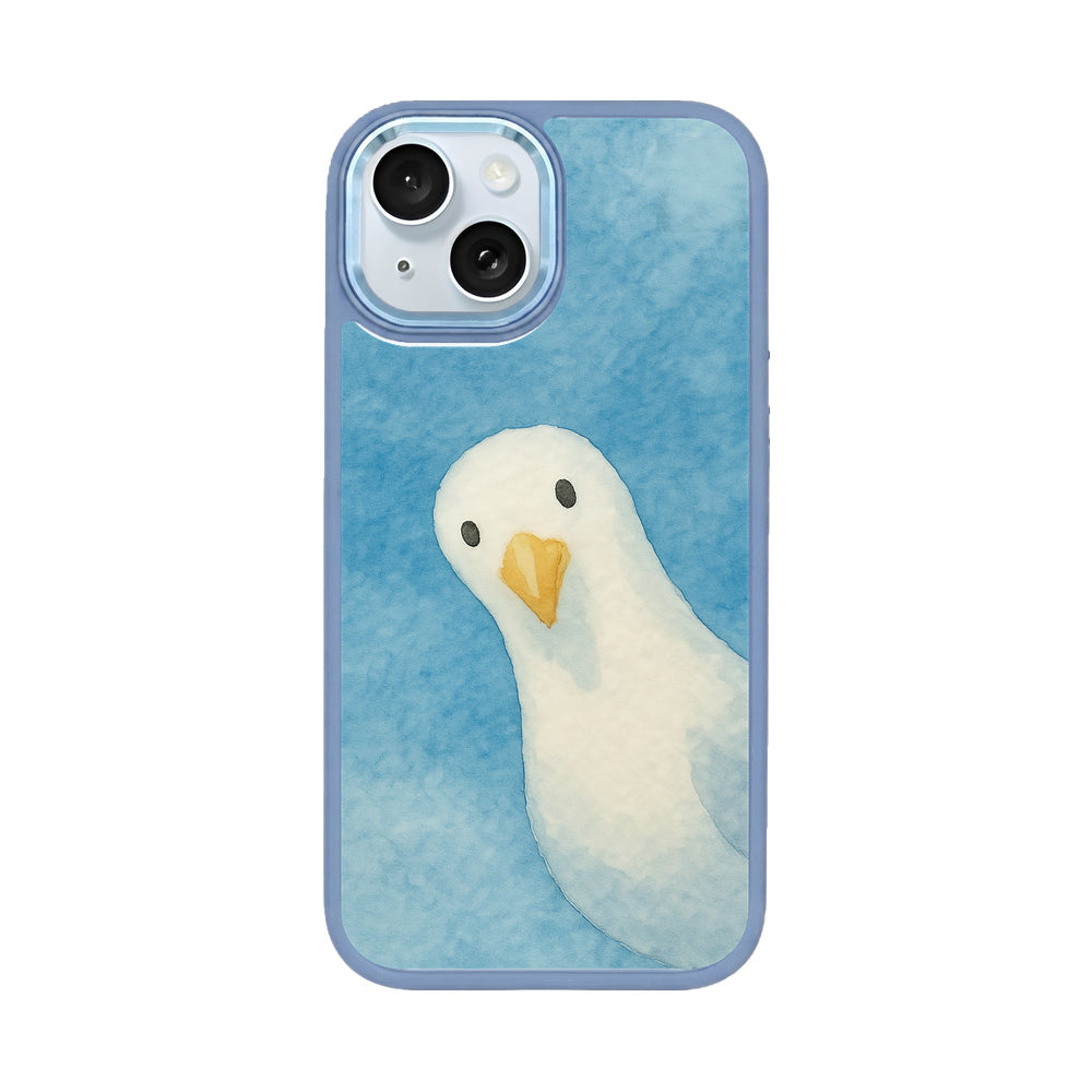 iPhone 15 Hülle - Möwe blau - "Seagull" - nachhaltig