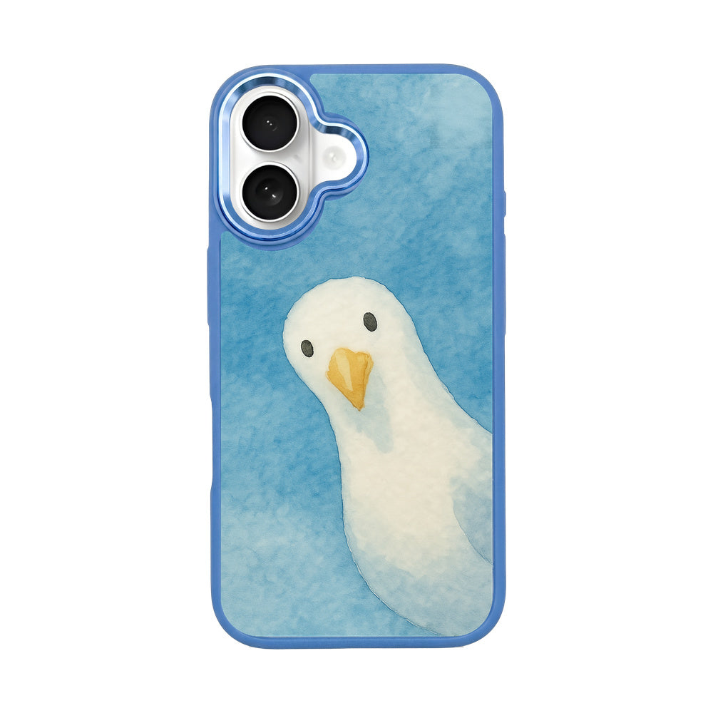 iPhone 16 Hülle - Möwe blau - "Seagull" - nachhaltig