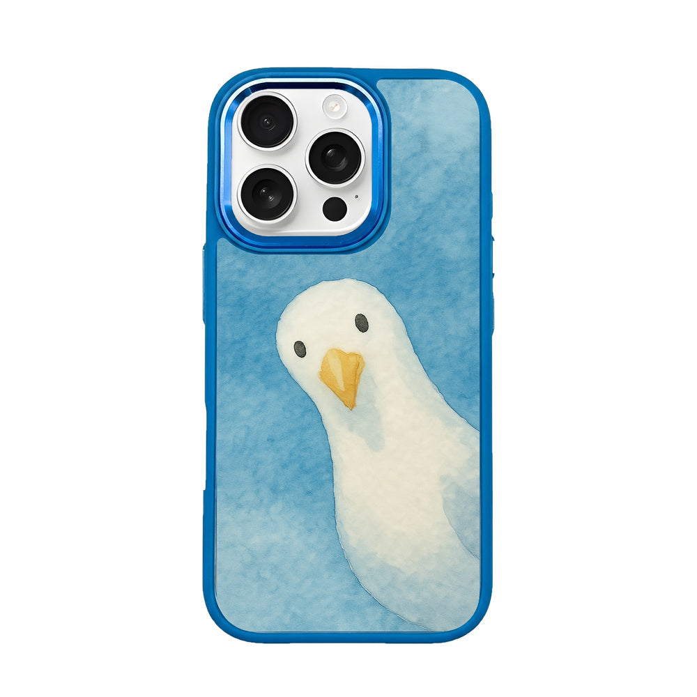 iPhone 16 pro Hülle - Möwe blau - "Seagull" - nachhaltig