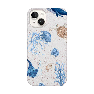 iPhone 14 Hülle - weiß Schildkröte - "Sea Turtle & Friends" - nachhaltig