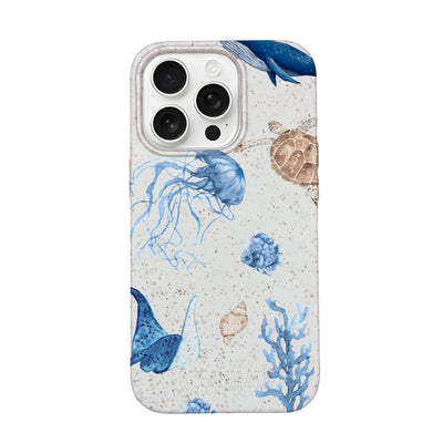iPhone 16 pro max Hülle - weiß Schildkröte - "Sea Turtle & Friends" - nachhaltig