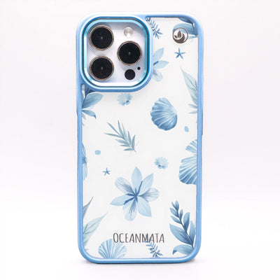 iPhone 15 Hülle - Blumen blau - "Flowers & Shells" - nachhaltig