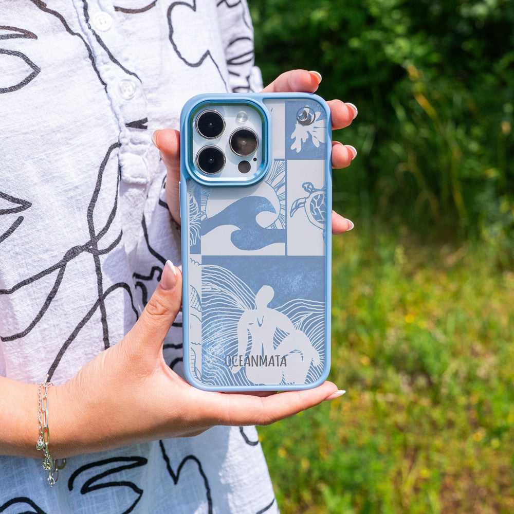 iPhone 11 Hülle - Line Art Ocean - "Waves of Balance" - nachhaltig