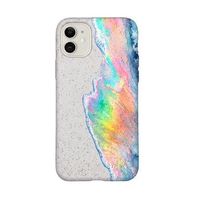 iPhone 11 Hülle - Regenbogen Welle weiß - "WaveOfPride" - nachhaltig