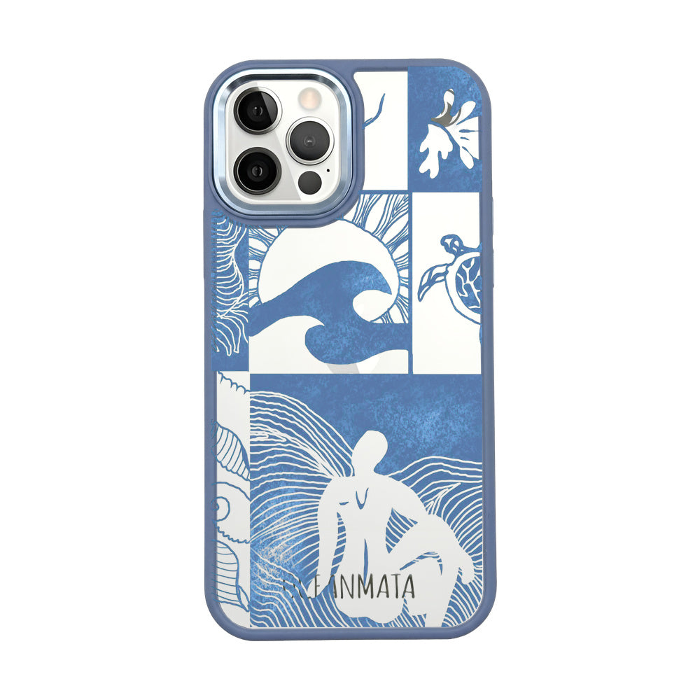 iPhone 12 pro / iPhone 12 Hülle - Line Art Ocean - "Waves of Balance" - nachhaltig