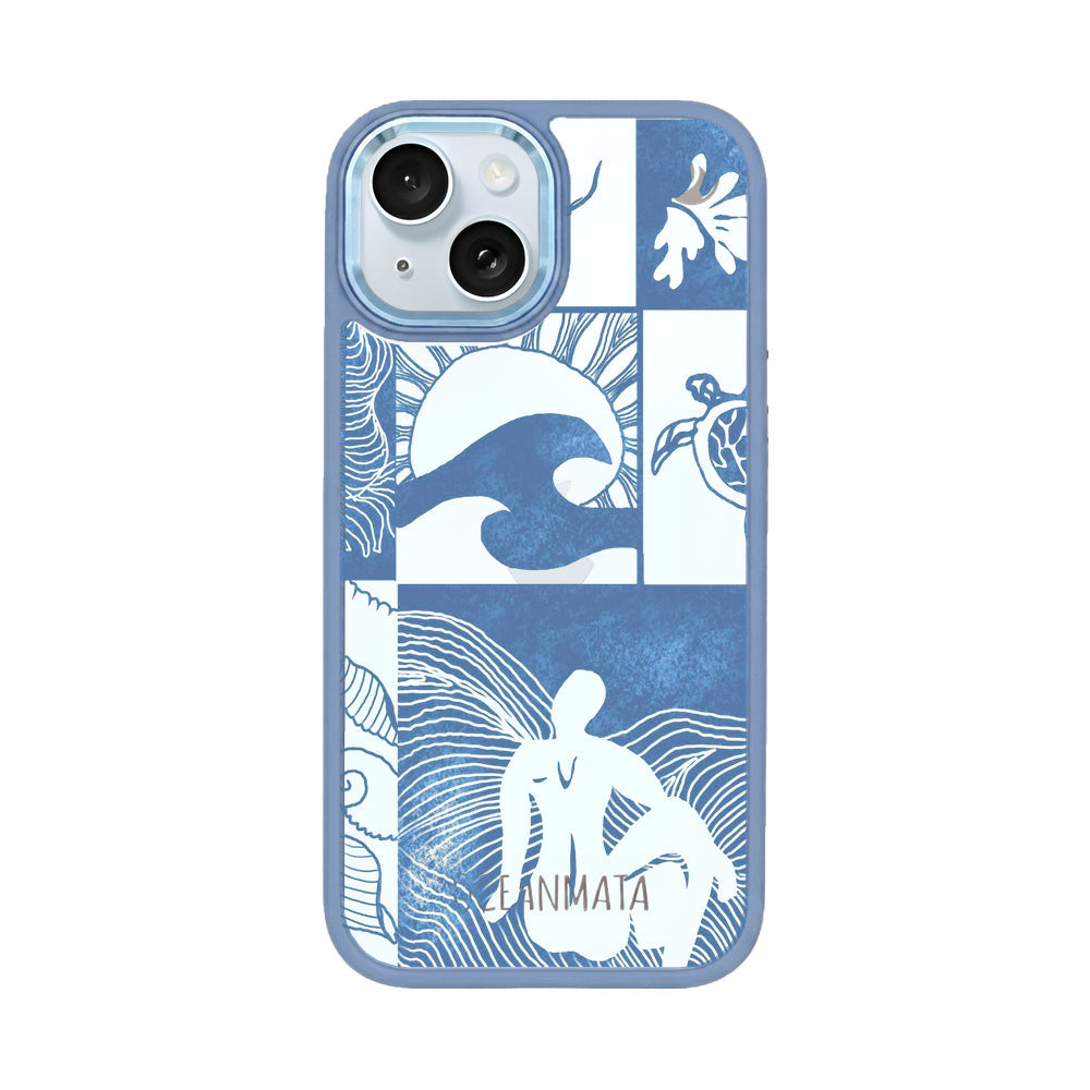 iPhone 15 Hülle - Line Art Ocean - "Waves of Balance" - nachhaltig