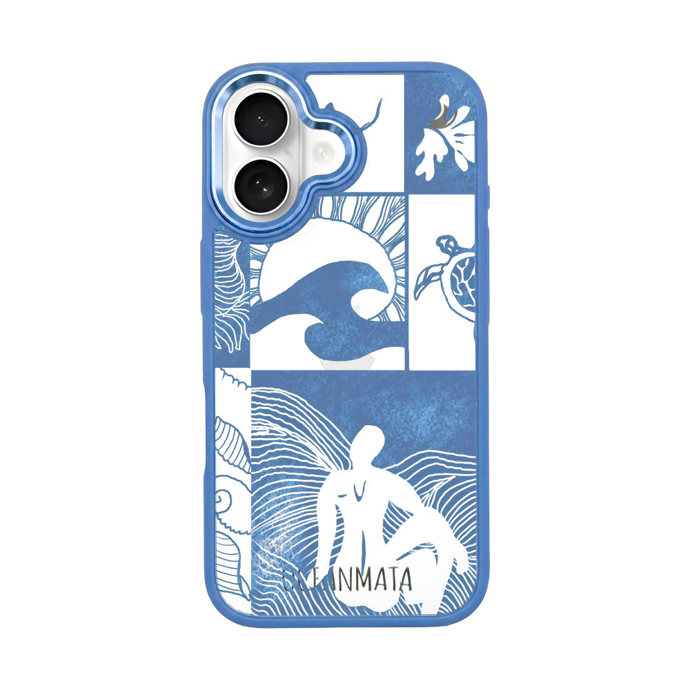 iPhone 16 Hülle - Line Art Ocean - "Waves of Balance" - nachhaltig