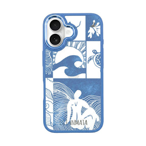 iPhone 16 Hülle - Line Art Ocean - "Waves of Balance" - nachhaltig