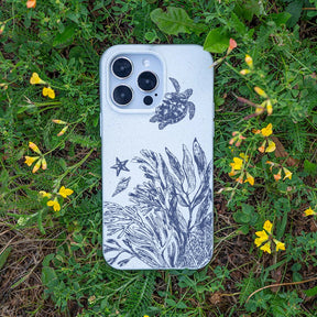 Biologisch abbaubare Handyhülle iPhone SE/7/8 Whitesilentwaves — kompostierbar — Bonus