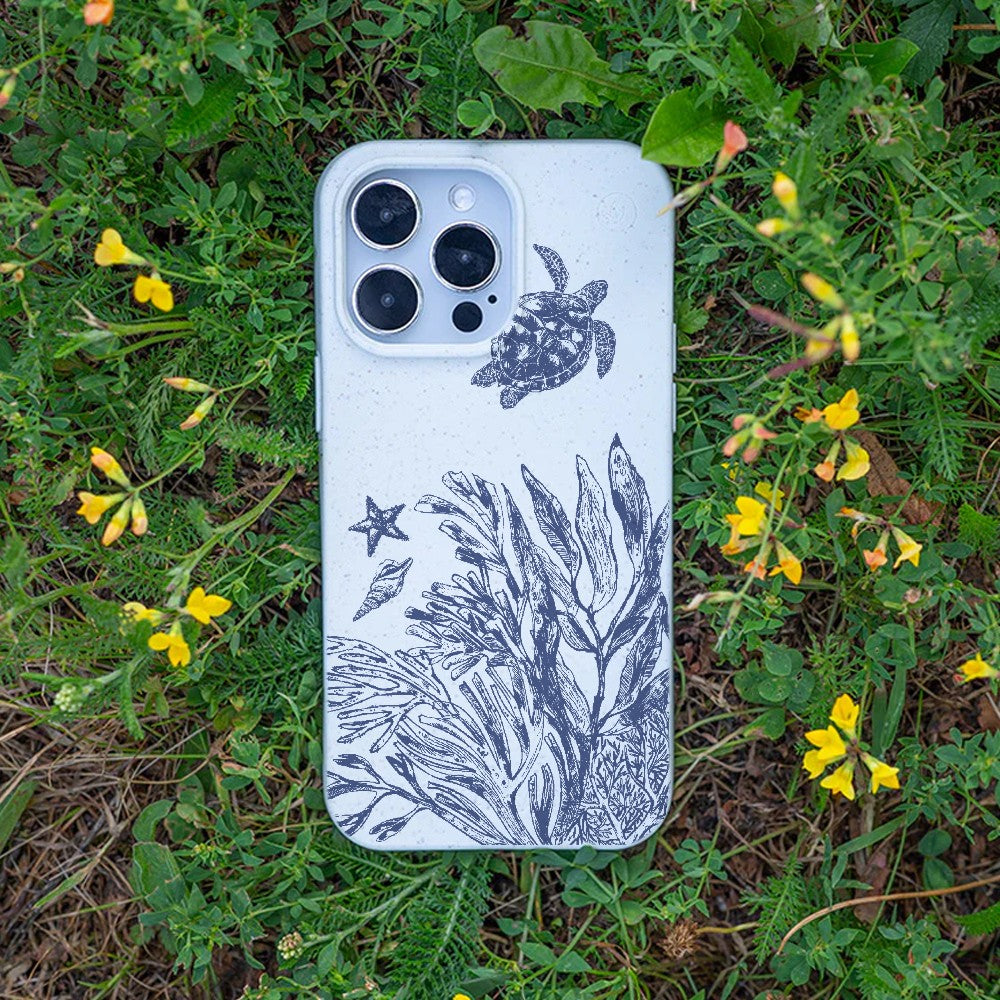 Biologisch abbaubare Handyhülle iPhone 13 pro Whitesilentwaves — kompostierbar — Bonus